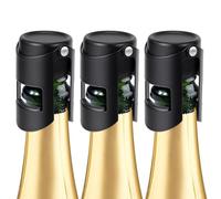 Tappo per Champagne, 3 Pezzi Tappo per Spumante in Acciaio Inox, a Prova di perdite, Mantieni Fresco, Riutilizzabile per Sigillare Bottiglie di Vini, Adatto per Vino Rosso, Cava, Prosecco, Frizzanti