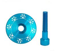 Tappo per cuffia della bicicletta in lega di alluminio per stelo forcella da 28,6 mm, leggero 15 g, con bulloni in acciaio inossidabile M6, compatibile con bici da strada e mountain bike (blu)