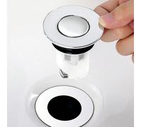 Tappo per lavandino da bagno, filtro a cestello anti-intasamento per scarico lavandino da bagno con apertura a scomparsa, tappo per scarico lavandino da bagno per fori di scarico da 1,26"-1,65", argen