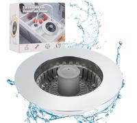 Tappo per lavello da cucina 3 in 1, con filtro a cestello extra, tappo di scarico per lavello da cucina in metallo placcato argento