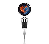 Tappo per vino a forma di cuore con fuoco e acqua, tappi decorativi per champagne, tappi per vino sottovuoto con guarnizione in gomma, bottiglie riutilizzabili per matrimoni, vacanze, compleanni, fe