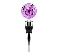 Tappo per vino a forma di farfalla viola in lega di zinco, tappo per bottiglia di vino riutilizzabile, decorazione per conservare le bevande, tappo in sughero per feste, vacanze, matrimoni, campeggi