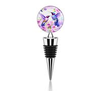 Tappo per vino a forma di fiore di colibrì viola, riutilizzabile, decorativo, in lega di zinco, per bar, feste e regali.