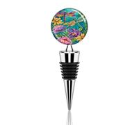 Tappo per vino a forma di libellula con fiori colorati, riutilizzabile, decorativo, in lega di zinco, per bar, feste e regali.