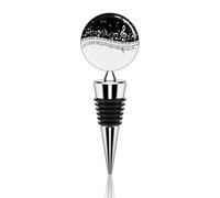 Tappo per vino con note musicali in bianco e nero, riutilizzabile in lega di zinco, decorativo, per bar, feste e come regalo.