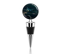 Tappo per vino decorativo in metallo con aereo che vola di notte, elegante, riutilizzabile, a prova di perdite, per regali, bar, vacanze, feste, matrimoni