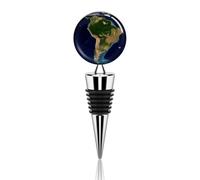 Tappo per vino decorativo in metallo con immagine satellitare del Sud America, elegante, riutilizzabile, a prova di perdite, per regali, bar, feste, matrimoni