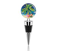 Tappo per vino e bevande Tappo per bottiglia tropicale Spiaggia Pianta Tema Tappi per vino Decorativo Creativo Copertura riutilizzabile Bottiglia Tappo per Vino Champagne Collezione Birra