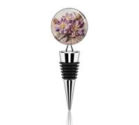 Tappo per vino in lega di zinco con fiori viola, tappo per bottiglia di vino riutilizzabile, decorazioni per conservare le bevande, tappo in sughero per feste, vacanze, matrimoni, campeggio, bar