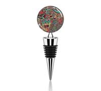 Tappo per vino in metallo, decorativo, elegante, riutilizzabile, a prova di perdite, con mostro astratto, per regali, bar, vacanze, feste, matrimoni