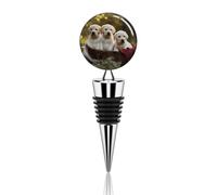 Tappo per vino in metallo, decorativo, elegante, riutilizzabile, a prova di perdite, cucciolo seduto nel cestino, tappi per vino, per regali, bar, vacanze, feste, matrimoni