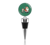 Tappo per vino in metallo, decorativo, elegante, riutilizzabile, a prova di perdite, due Babbo Natale, cartoni animati, per regali, bar, feste, matrimoni