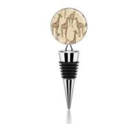 Tappo per vino in metallo, decorativo, elegante, riutilizzabile, a prova di perdite, motivo: giraffe disegnate a mano, per regali, bar, feste, matrimoni