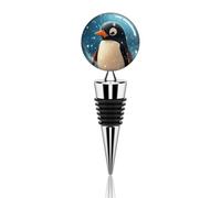 Tappo per vino in metallo, decorativo, elegante, riutilizzabile, a prova di perdite, pinguino nella neve, tappi per vino, per regali, bar, vacanze, feste, matrimoni