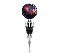 Tappo per vino richiudibile Pompa per vino Tappi per bottiglie di bevande Tappo per vino sottovuoto Fuochi d'artificio Bandiera americana 4 luglio Sigillante per bottiglie di vino in silicone Tappi