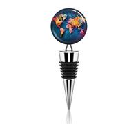 Tappo per vino richiudibile Pompa per vino Tappi per bottiglie di bevande Tappo per vino sottovuoto Mappa del mondo astratta Sigillante per bottiglie di vino Tappi per risparmiare vino in silicone per