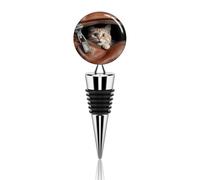 Tappo per vino richiudibile Pompa per vino Tappi per bottiglie di bevande Tappo per vino sottovuoto Cat Peeks Out of Zippered Leather Pocket Wine Bottle Sealer Silicone Wine Saver Tappi per forniture