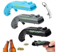 Tappo Pistola Bottiglie Aperte, 3 Pezzi Apribottiglie Birra, portatile apribottiglie tappo di bottiglia Bottiglia Giocattolo per Feste al Bar e Giochi di Tiro, Lancia i Tappi Oltre 5 Metri Blu