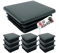 Tappo Quadrato 40 x 40 mm, 1 Pezzo, per Tubi Quadrati, Copri Tubo in Plastica Nera, Piedini per Sedie e Mobili, Gommini per Sedie Quadrati, Terminale di Chiusura, Lun Fix