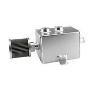 Tappo Radiatore Tanica di raccolta olio in alluminio universale per auto da 1 l/2 l, serbatoio sconcertato 10AN Para sfiato e rubinetto di scarico, forma quadrata Serbatoio di Espansione(1L Silver)