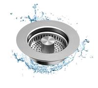 Tappo Scarico Lavandino Cucina E Setaccio, Filtro Di Piletta Del Lavello, Griglia Lavandino Accessori, Materiale in Acciaio Inox E Rame, Adatto per Fori Di Lavandino Profondi 37 mm E Larghi 75-87 mm.