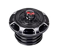 Tappo serbatoio carburante moto/Adatto for Harley Sportster XL 1200 883 X48 Dyna Tappo di copertura del serbatoio del carburante in alluminio cromato 3D con occhi rossi stile teschio(Black)
