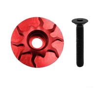 Tappo superiore della cuffia della bici lavorato a CNC con bullone in acciaio inossidabile per una personalizzazione distintiva (rosso)