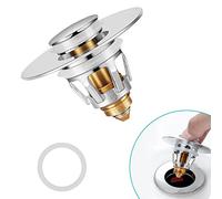 Tappo universale per lavandino del bagno con cattura capelli, per foro di scarico da 3,6 a 4,5 cm, coperchio di scarico della vasca da bagno con nucleo a molla, tappo pop-up per scarico del lavandino
