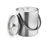 Taproom - Secchiello per cubetti di ghiaccio in acciaio inox spazzolato, a doppia parete, capacità 1,5 l, manico e coperchio, mantiene il vino, il prosecco, la bottiglia di birra e lo champagne