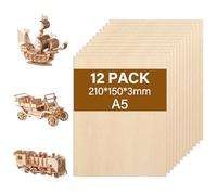 Tapvai 12 pezzi compensato di tiglio,210 x 150 x3mm compensato multistrato,compensato di tiglio laser da 3 mm,pannelli di legno per artigianato,per artigianato, taglio del legno,modellismo (A5)