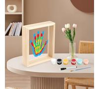 Tapvai Kit per impronte di mani di famiglia,Cornice Impronte Neonato,cornice in legno per Dipingere le Mani del Bambino e Genitori,idea regalo nascita per Genitori e futuri genitori