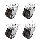 Taqargzy Set di 4 ruote da 3,8 cm, resistenti, con bloccaggio, ruote industriali silenziose, in poliuretano, piastre girevoli per mobili e banco da lavoro (B)