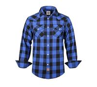 TARAINYA Camicia Flanella Uomo Cotone Western Cowboy Quadri Manica Lunga con Bottoni Automatici Regular Fit B Blu Nero Bufalo S