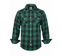 TARAINYA Camicia Flanella Uomo Cotone Western Cowboy Quadri Manica Lunga con Bottoni Automatici Regular Fit B Verde Nero Bufalo S