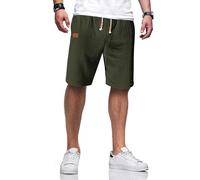 TARAINYA Pantaloncini Lino Uomo Bermuda Uomo in Morbido Cotone e Lino con Cordino Regolabile e Tasche Cerde Militare 3XL