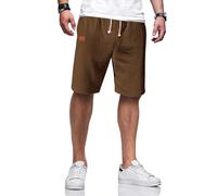 TARAINYA Pantaloncini Lino Uomo Bermuda Uomo in Morbido Cotone e Lino con Cordino Regolabile e Tasche Marrone 3XL