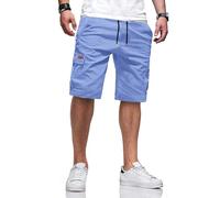 TARAINYA Pantaloncini Uomo Cargo Corti con 6 Tasche Coulisse Estivi Cotone Shorts Blu Cielo L