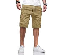 TARAINYA Pantaloncini Uomo Cargo Corti con 6 Tasche Coulisse Estivi Cotone Shorts Cachi Chiaro M