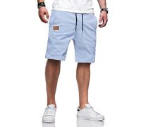TARAINYA Pantaloncini Uomo Cotone Estivi Casual con Tasche Leggero Coulisse Regular Fit Blu Cielo L