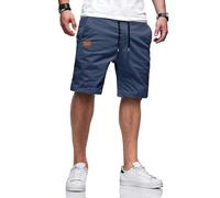 TARAINYA Pantaloncini Uomo Cotone Estivi Casual con Tasche Leggero Coulisse Regular Fit Blu Scuro 5XL