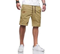 TARAINYA Pantaloncini Uomo Cotone Estivi Casual con Tasche Leggero Coulisse Regular Fit Cachi Chiaro L