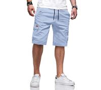 TARAINYA Pantaloncini Uomo in Cotone Ideali per Corsa Turismo Pendolarismo Elasticizzato con Cordino e Tasche Blu Cielo 3XL