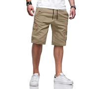 TARAINYA Pantaloncini Uomo in Cotone Ideali per Corsa Turismo Pendolarismo Elasticizzato con Cordino e Tasche Cachi L