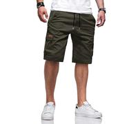 TARAINYA Pantaloncini Uomo in Cotone Ideali per Corsa Turismo Pendolarismo Elasticizzato con Cordino e Tasche Verde Scuro L