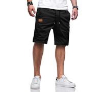 TARAINYA Pantaloncini Uomo in Cotone Morbido con Cordino Regolabile e Tasche Laterali Nero 3XL