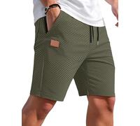 TARAINYA Texture Pantaloncini Uomo Cotone Coulisse Estivi Causal Pantaloni Corti Uomo con Tasche Verde Militare 2XL
