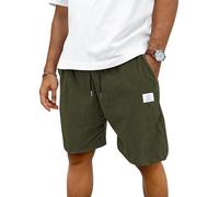 TARAINYA Velluto a Coste Pantaloncini Uomo Cotone Coulisse Estivi Causal Pantaloni Corti Uomo con Tasche Verde Militare M