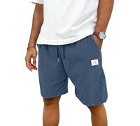 TARAINYA Velluto a Coste Pantaloncini Uomo Cotone Coulisse Estivi Causal Pantaloni Corti Uomo con Tasche Blu L