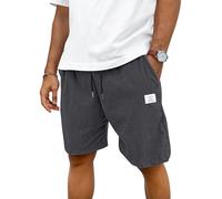 TARAINYA Velluto a Coste Pantaloncini Uomo Cotone Coulisse Estivi Causal Pantaloni Corti Uomo con Tasche Grigio Antracite 4XL