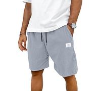 TARAINYA Velluto a Coste Pantaloncini Uomo Cotone Coulisse Estivi Causal Pantaloni Corti Uomo con Tasche Grigio Chiaro XL
